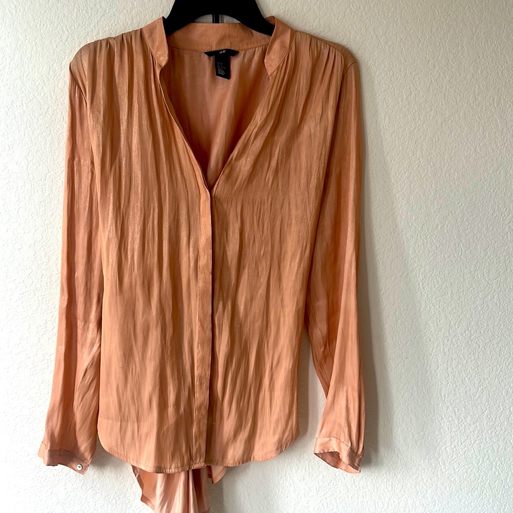 Light Orange or Peach Blouse with high low effect in Tunic style